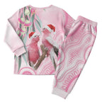 Australia Funny Pink Galah Christmas Pajama Set Aboriginal Eucalyptus Blossoms Watercolor - Aussie Hoodie