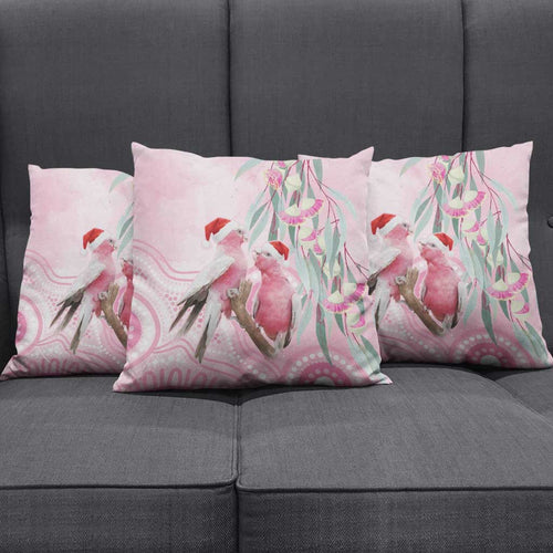 Australia Funny Pink Galah Christmas Pillow Cover Aboriginal Eucalyptus Blossoms Watercolor - Aussie Hoodie