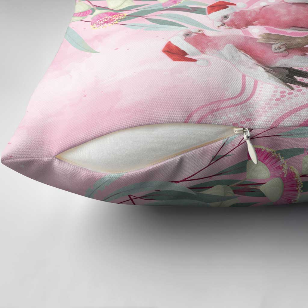 Australia Funny Pink Galah Christmas Pillow Cover Aboriginal Eucalyptus Blossoms Watercolor - Aussie Hoodie