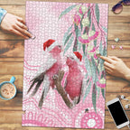 Australia Funny Pink Galah Christmas Puzzle Aboriginal Eucalyptus Blossoms Watercolor - Aussie Hoodie