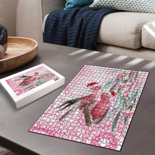 Australia Funny Pink Galah Christmas Puzzle Aboriginal Eucalyptus Blossoms Watercolor - Aussie Hoodie