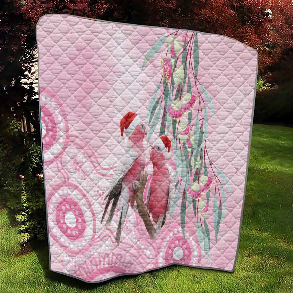 Australia Funny Pink Galah Christmas Quilt Aboriginal Eucalyptus Blossoms Watercolor - Aussie Hoodie
