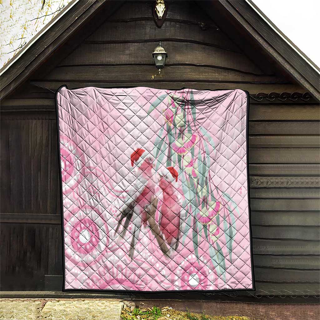 Australia Funny Pink Galah Christmas Quilt Aboriginal Eucalyptus Blossoms Watercolor - Aussie Hoodie