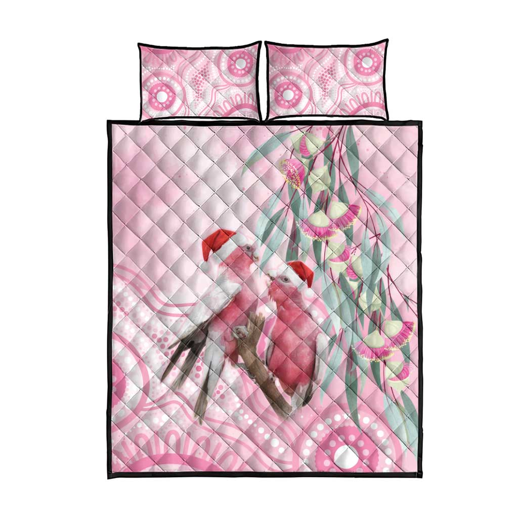 Australia Funny Pink Galah Christmas Quilt Bed Set Aboriginal Eucalyptus Blossoms Watercolor - Aussie Hoodie