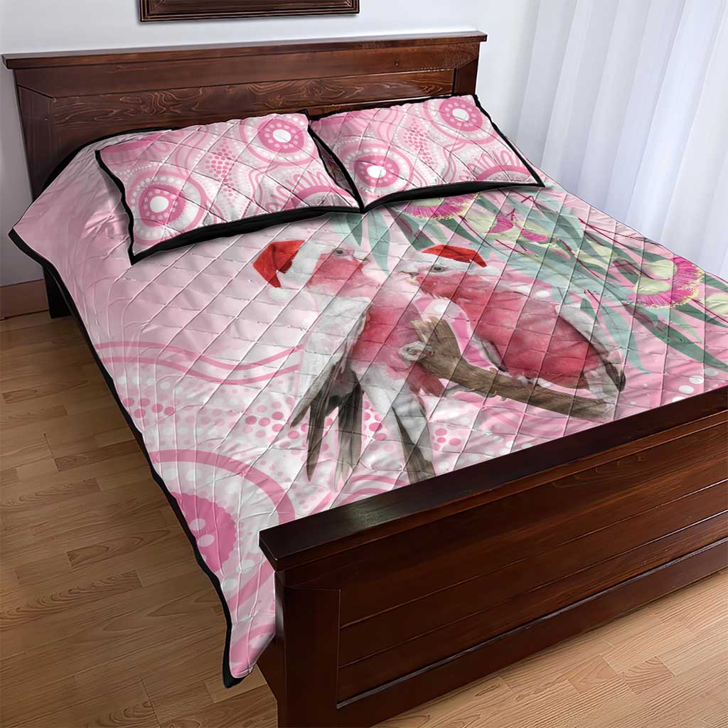 Australia Funny Pink Galah Christmas Quilt Bed Set Aboriginal Eucalyptus Blossoms Watercolor - Aussie Hoodie