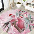 Australia Funny Pink Galah Christmas Round Carpet Aboriginal Eucalyptus Blossoms Watercolor - Aussie Hoodie