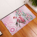Australia Funny Pink Galah Christmas Rubber Doormat Aboriginal Eucalyptus Blossoms Watercolor - Aussie Hoodie