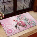 Australia Funny Pink Galah Christmas Rubber Doormat Aboriginal Eucalyptus Blossoms Watercolor - Aussie Hoodie