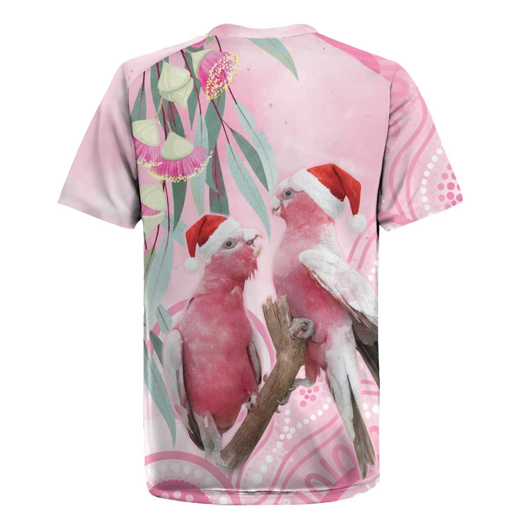 Australia Funny Pink Galah Christmas Rugby Jersey Aboriginal Eucalyptus Blossoms Watercolor - Aussie Hoodie
