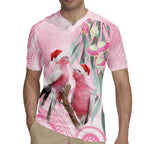 Australia Funny Pink Galah Christmas Rugby Jersey Aboriginal Eucalyptus Blossoms Watercolor - Aussie Hoodie