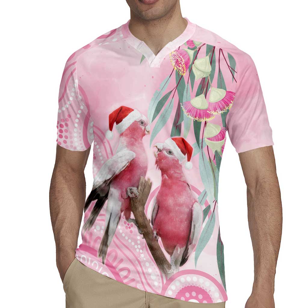 Australia Funny Pink Galah Christmas Rugby Jersey Aboriginal Eucalyptus Blossoms Watercolor - Aussie Hoodie