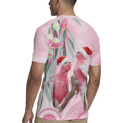 Australia Funny Pink Galah Christmas Rugby Jersey Aboriginal Eucalyptus Blossoms Watercolor - Aussie Hoodie