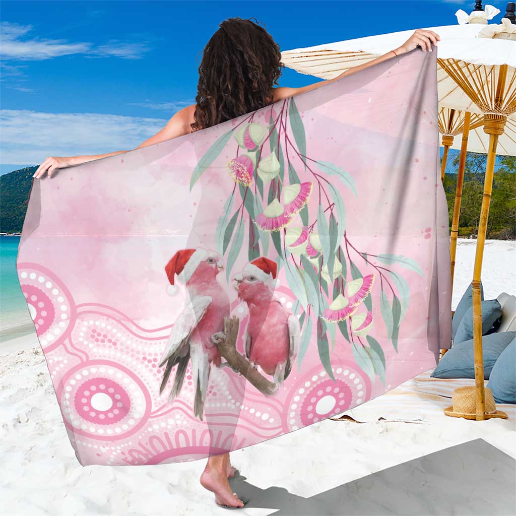 Australia Funny Pink Galah Christmas Sarong Aboriginal Eucalyptus Blossoms Watercolor - Aussie Hoodie