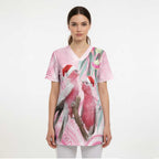 Australia Funny Pink Galah Christmas Scrub Top Aboriginal Eucalyptus Blossoms Watercolor - Aussie Hoodie