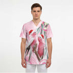 Australia Funny Pink Galah Christmas Scrub Top Aboriginal Eucalyptus Blossoms Watercolor - Aussie Hoodie