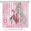 Australia Funny Pink Galah Christmas Shower Curtain Aboriginal Eucalyptus Blossoms Watercolor - Aussie Hoodie