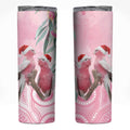 Australia Funny Pink Galah Christmas Skinny Tumbler Aboriginal Eucalyptus Blossoms Watercolor - Aussie Hoodie