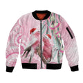 Australia Funny Pink Galah Christmas Sleeve Zip Bomber Jacket Aboriginal Eucalyptus Blossoms Watercolor - Aussie Hoodie