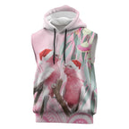Australia Funny Pink Galah Christmas Sleeveless Hoodie Aboriginal Eucalyptus Blossoms Watercolor - Aussie Hoodie