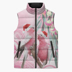 Australia Funny Pink Galah Christmas Sleeveless Puffer Jacket Aboriginal Eucalyptus Blossoms Watercolor - Aussie Hoodie