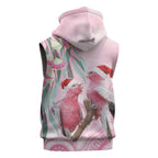 Australia Funny Pink Galah Christmas Sleeveless Zip Hoodie Aboriginal Eucalyptus Blossoms Watercolor LT14