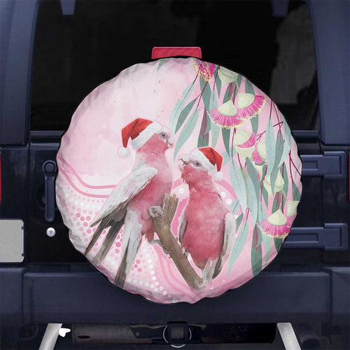 Australia Funny Pink Galah Christmas Spare Tire Cover Aboriginal Eucalyptus Blossoms Watercolor - Aussie Hoodie