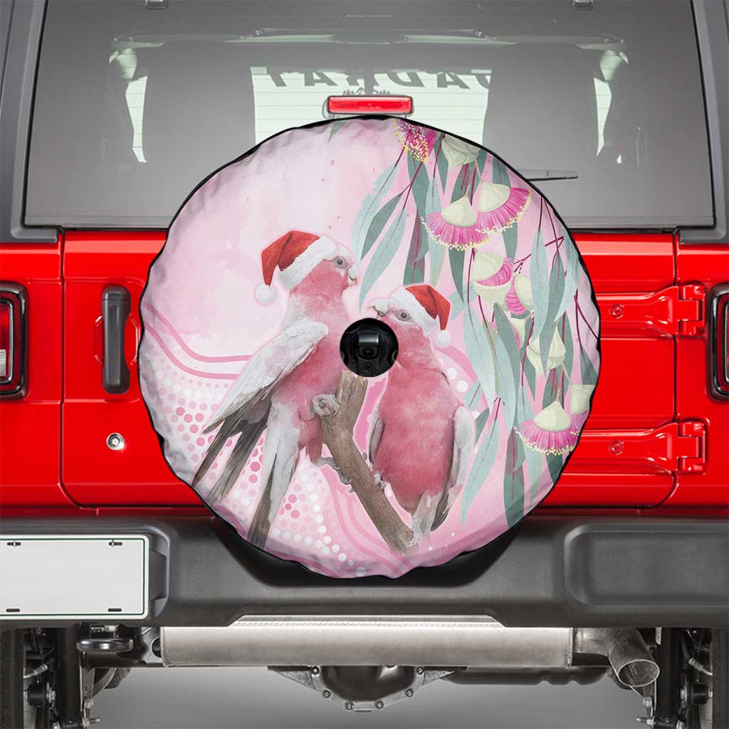 Australia Funny Pink Galah Christmas Spare Tire Cover Aboriginal Eucalyptus Blossoms Watercolor - Aussie Hoodie