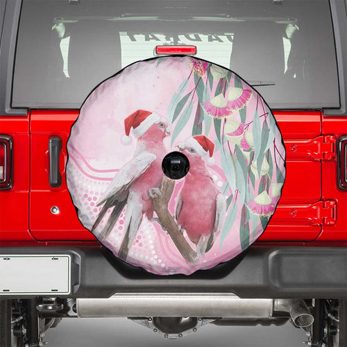 Australia Funny Pink Galah Christmas Spare Tire Cover Aboriginal Eucalyptus Blossoms Watercolor - Aussie Hoodie