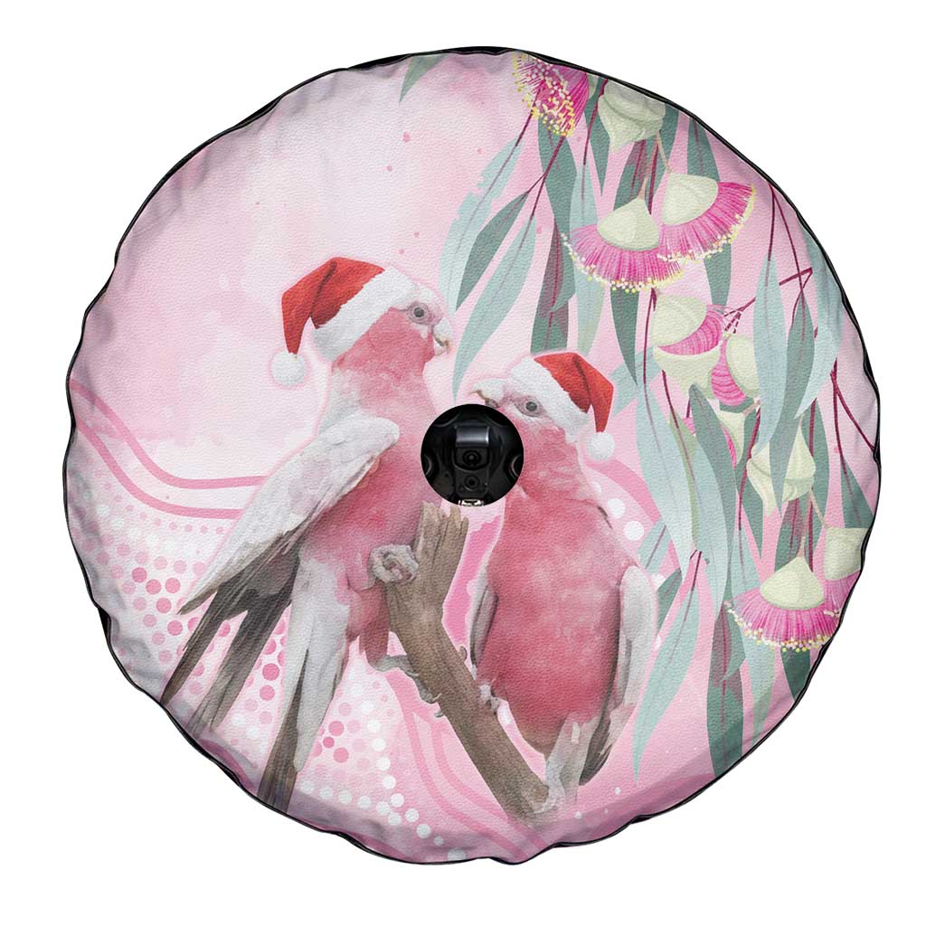 Australia Funny Pink Galah Christmas Spare Tire Cover Aboriginal Eucalyptus Blossoms Watercolor - Aussie Hoodie