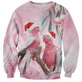 Australia Funny Pink Galah Christmas Sweatshirt Aboriginal Eucalyptus Blossoms Watercolor - Aussie Hoodie