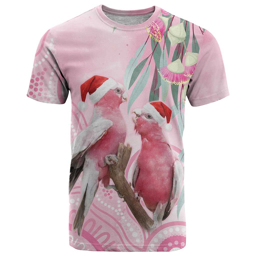 Australia Funny Pink Galah Christmas T Shirt Aboriginal Eucalyptus Blossoms Watercolor - Aussie Hoodie