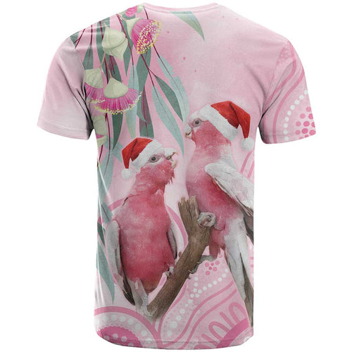 Australia Funny Pink Galah Christmas T Shirt Aboriginal Eucalyptus Blossoms Watercolor - Aussie Hoodie