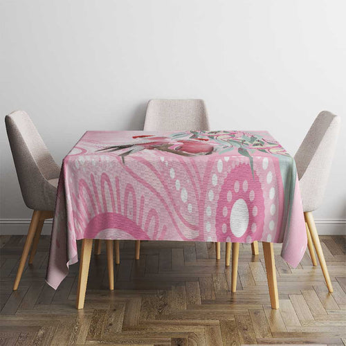 Australia Funny Pink Galah Christmas Tablecloth Aboriginal Eucalyptus Blossoms Watercolor - Aussie Hoodie