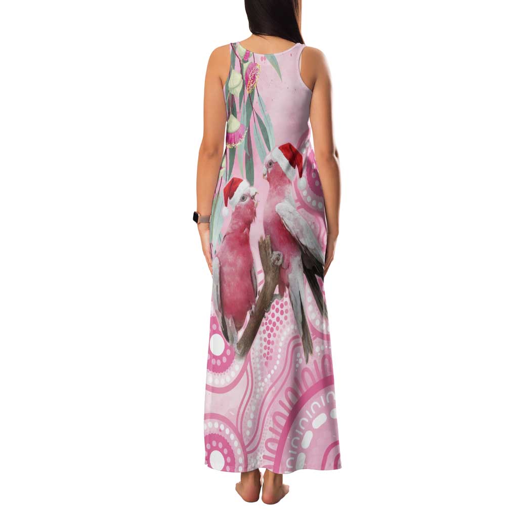 Australia Funny Pink Galah Christmas Tank Maxi Dress Aboriginal Eucalyptus Blossoms Watercolor - Aussie Hoodie