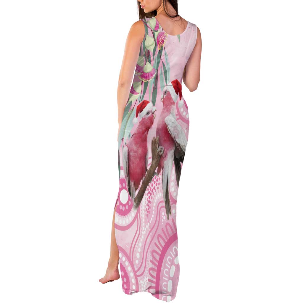 Australia Funny Pink Galah Christmas Tank Maxi Dress Aboriginal Eucalyptus Blossoms Watercolor - Aussie Hoodie