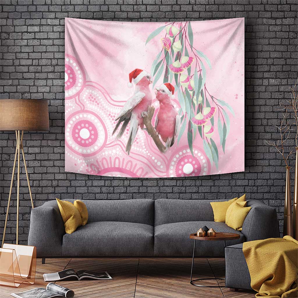 Australia Funny Pink Galah Christmas Tapestry Aboriginal Eucalyptus Blossoms Watercolor - Aussie Hoodie