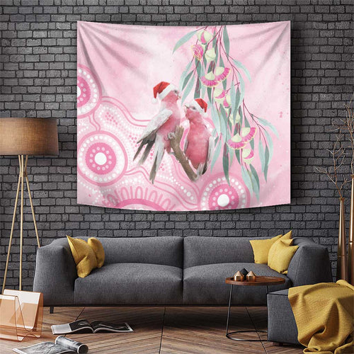 Australia Funny Pink Galah Christmas Tapestry Aboriginal Eucalyptus Blossoms Watercolor - Aussie Hoodie