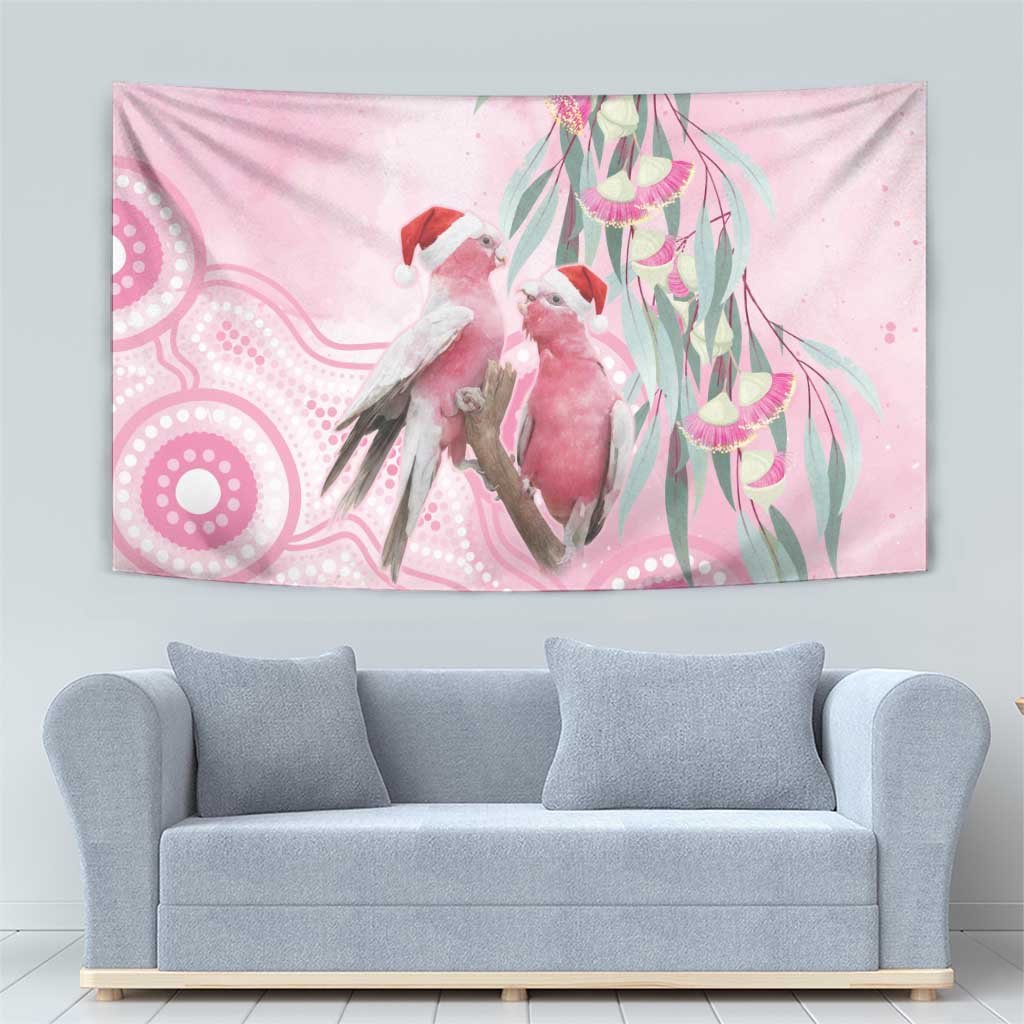 Australia Funny Pink Galah Christmas Tapestry Aboriginal Eucalyptus Blossoms Watercolor - Aussie Hoodie