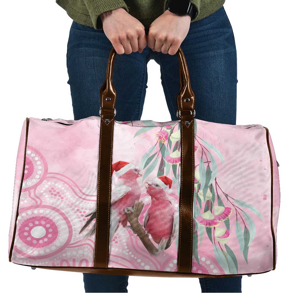 Australia Funny Pink Galah Christmas Travel Bag Aboriginal Eucalyptus Blossoms Watercolor - Aussie Hoodie