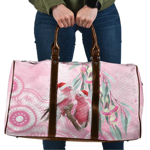 Australia Funny Pink Galah Christmas Travel Bag Aboriginal Eucalyptus Blossoms Watercolor - Aussie Hoodie