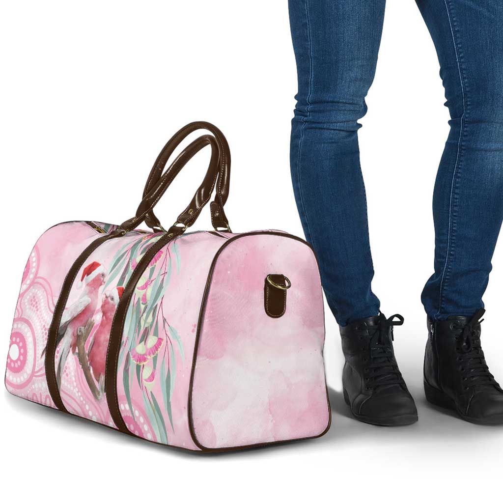 Australia Funny Pink Galah Christmas Travel Bag Aboriginal Eucalyptus Blossoms Watercolor - Aussie Hoodie