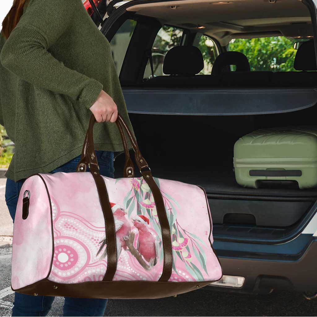 Australia Funny Pink Galah Christmas Travel Bag Aboriginal Eucalyptus Blossoms Watercolor - Aussie Hoodie