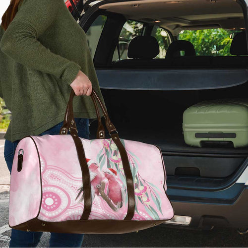 Australia Funny Pink Galah Christmas Travel Bag Aboriginal Eucalyptus Blossoms Watercolor - Aussie Hoodie