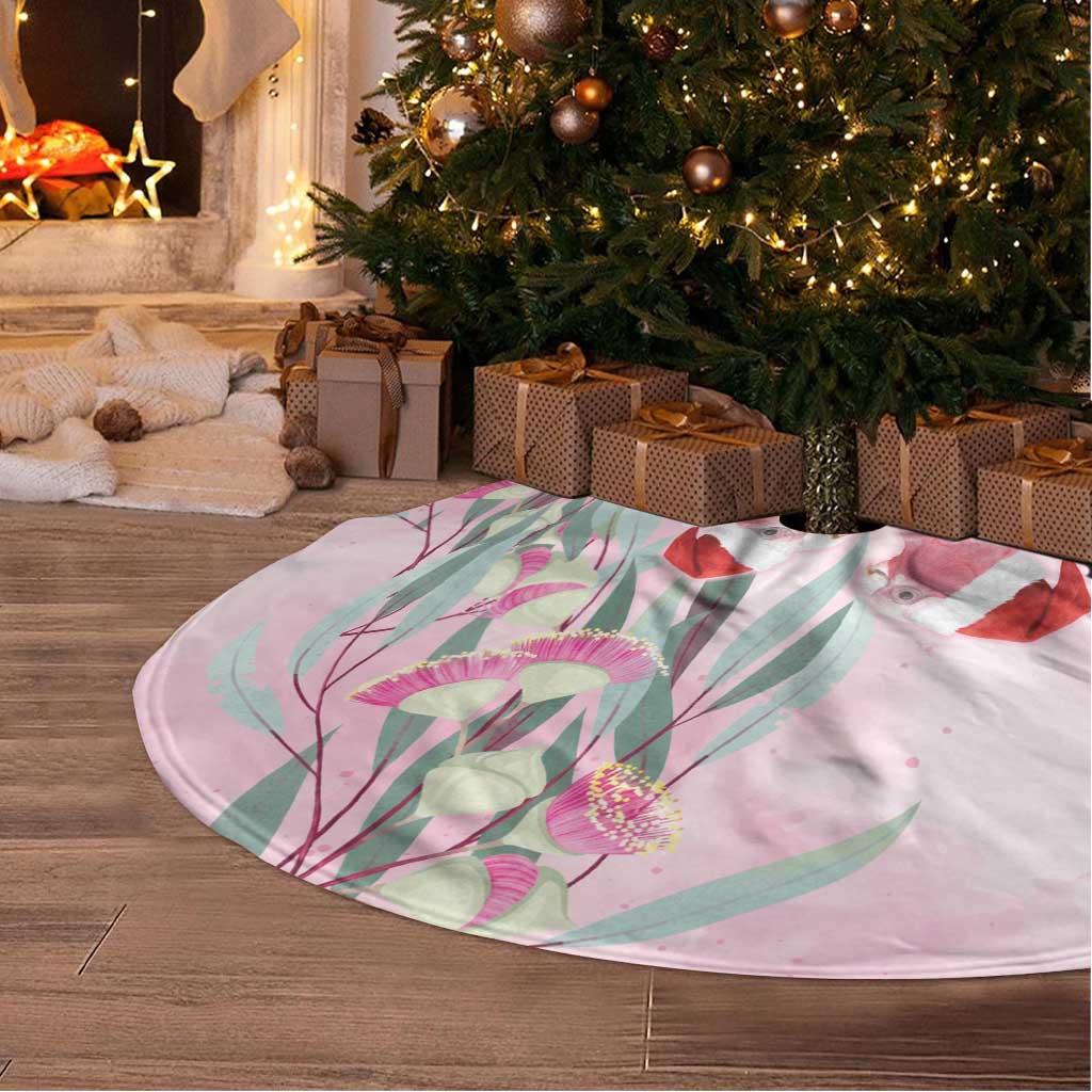Australia Funny Pink Galah Christmas Tree Skirt Aboriginal Eucalyptus Blossoms Watercolor - Aussie Hoodie
