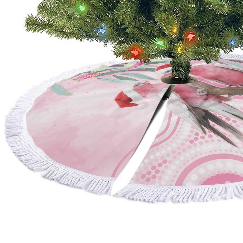 Australia Funny Pink Galah Christmas Tree Skirt Aboriginal Eucalyptus Blossoms Watercolor - Aussie Hoodie