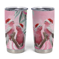 Australia Funny Pink Galah Christmas Tumbler Cup Aboriginal Eucalyptus Blossoms Watercolor - Aussie Hoodie
