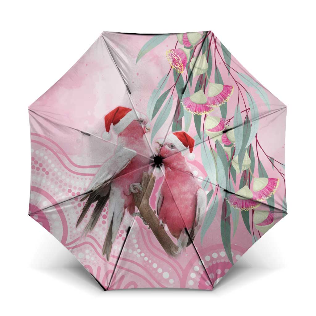 Australia Funny Pink Galah Christmas Umbrella Aboriginal Eucalyptus Blossoms Watercolor - Aussie Hoodie