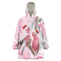 Australia Funny Pink Galah Christmas Wearable Blanket Hoodie Aboriginal Eucalyptus Blossoms Watercolor - Aussie Hoodie