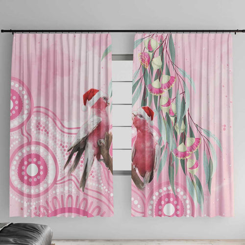 Australia Funny Pink Galah Christmas Window Curtain Aboriginal Eucalyptus Blossoms Watercolor - Aussie Hoodie