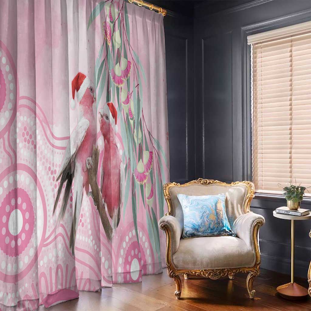 Australia Funny Pink Galah Christmas Window Curtain Aboriginal Eucalyptus Blossoms Watercolor - Aussie Hoodie